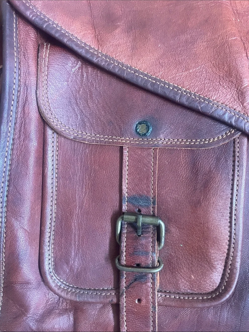 Komar Passion Vintage Brown Leather Messenger Bag Adjustable Strap (OL3)